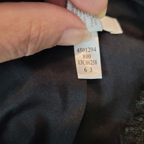 Chico's Boucle Tweed Blazer Size 1 M Black Gold Metallic Striped Chain Trim - Picture 12 of 12